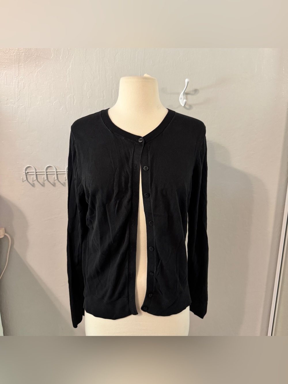 Classic Black Button-Up Cardigan